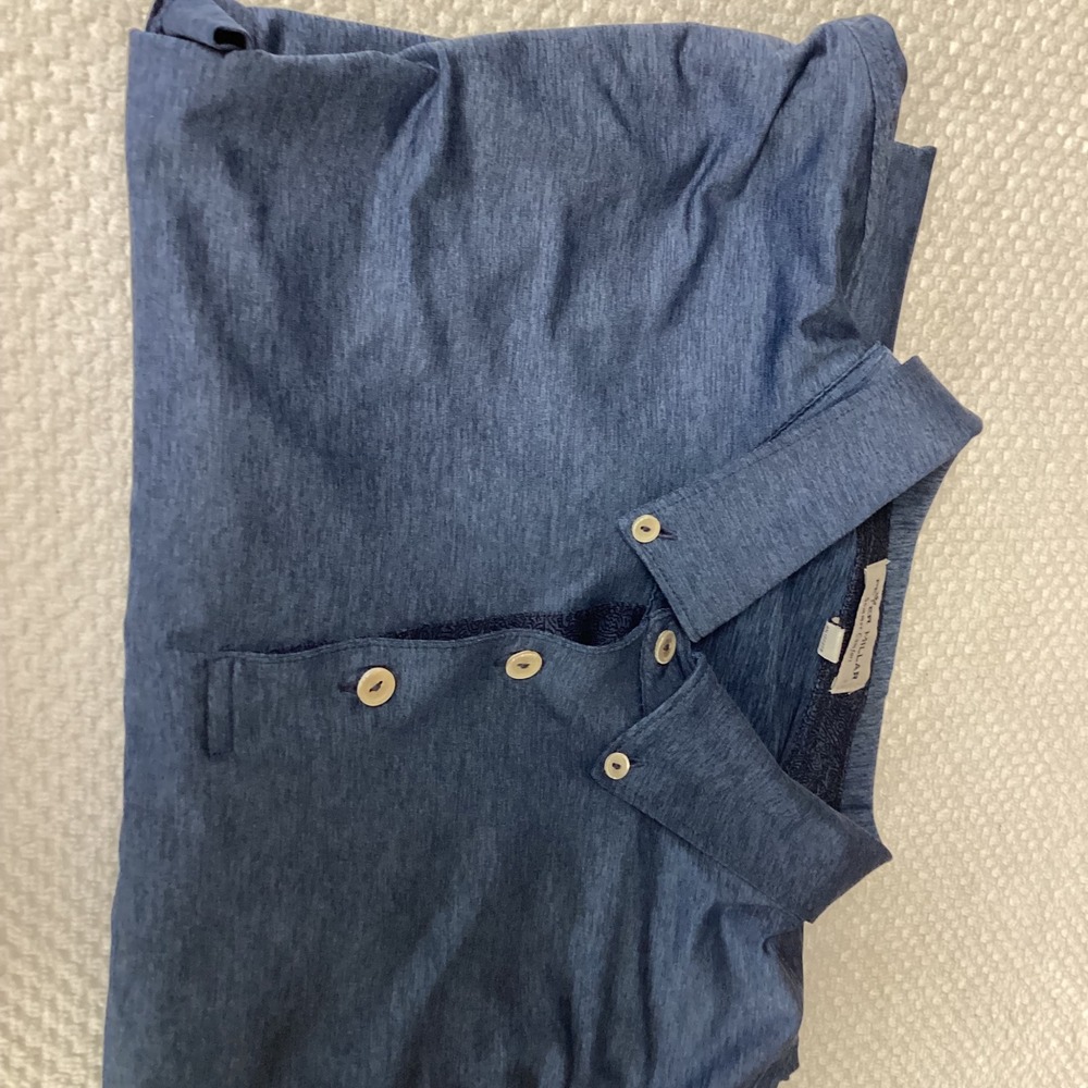 Peter Millar Summer Comfort Polo Shirt Button Up Short Sleeve‎ XL Blue Heathered - Picture 14 of 15